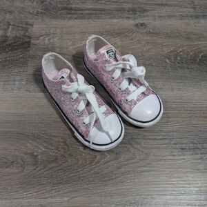 Kids Pink Glitter Low-Top Converse Size 10C
